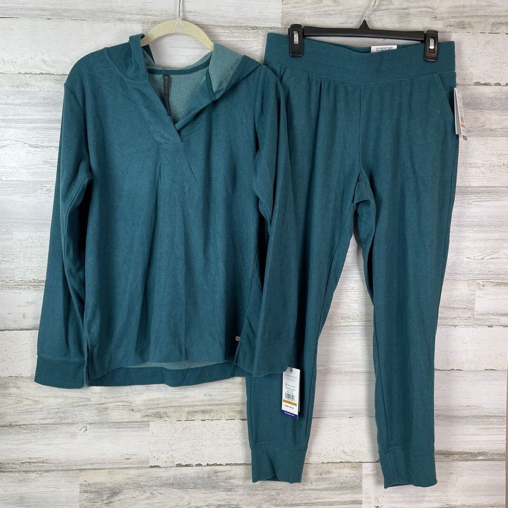 NWOT GAIAM Teal Track Pants & Hoodie Set